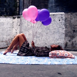 Girl with balloons