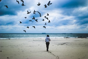 Walking on a beach