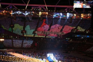 Light display of Rio's Christ the Redeemer statue