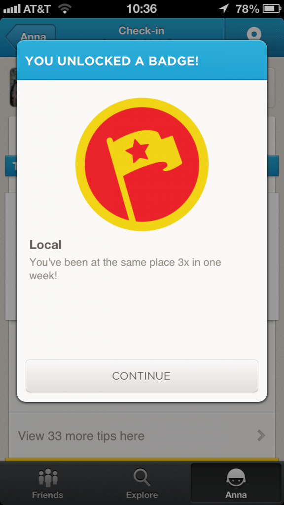 Unlocking the local badge on Foursquare